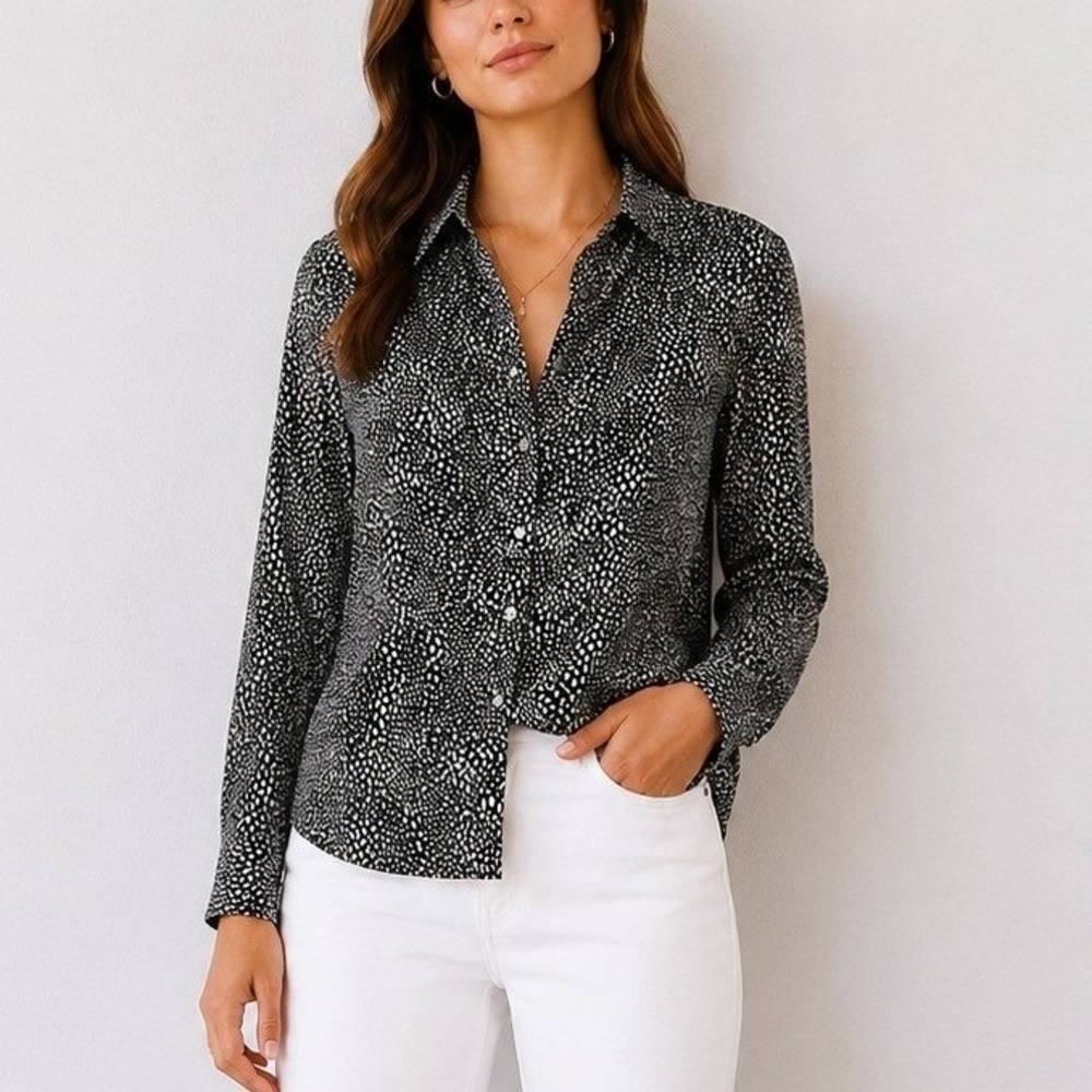 Equipment Silk Animal Print Blouse Leopard Button Down | Size XS | $325